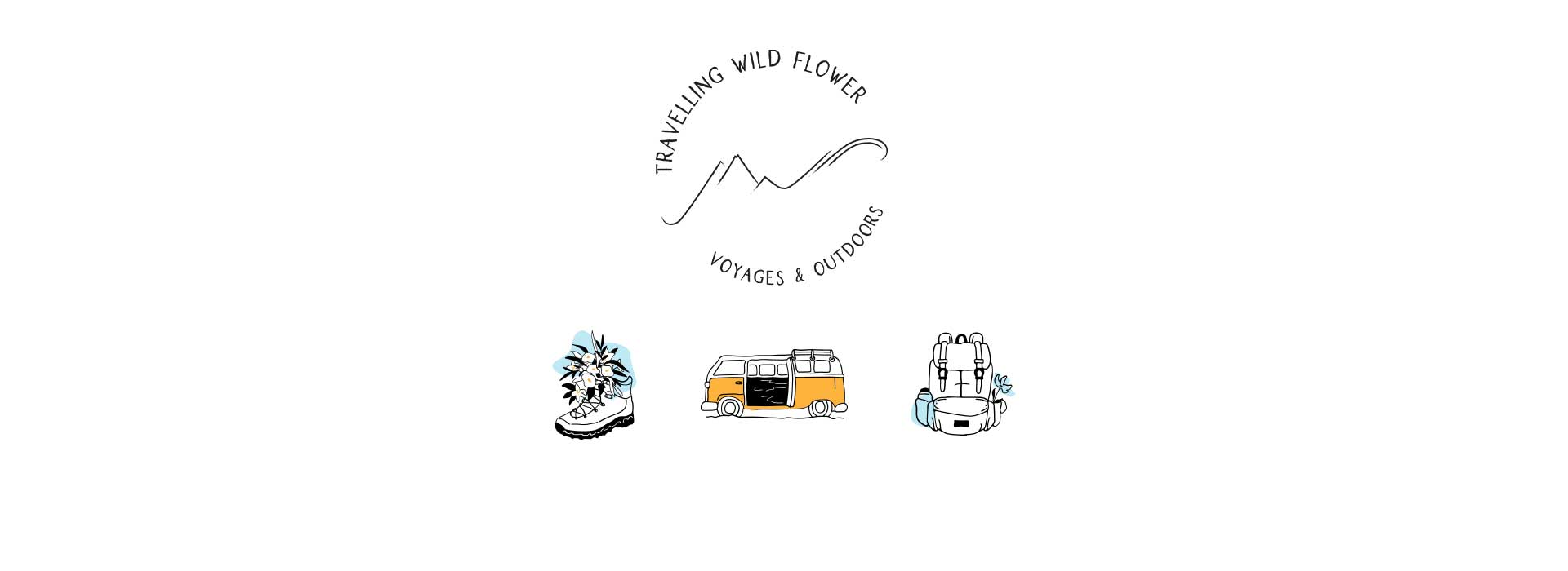 Logo et élément graphique pour le blog de voyage Travelling Wild Flower.